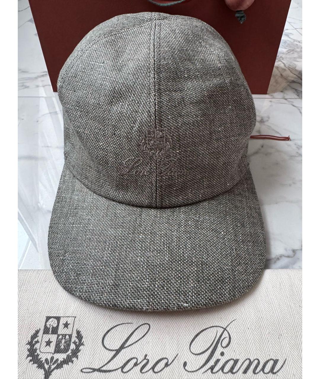 LORO PIANA Зеленая льняная кепка/бейсболка, фото 2