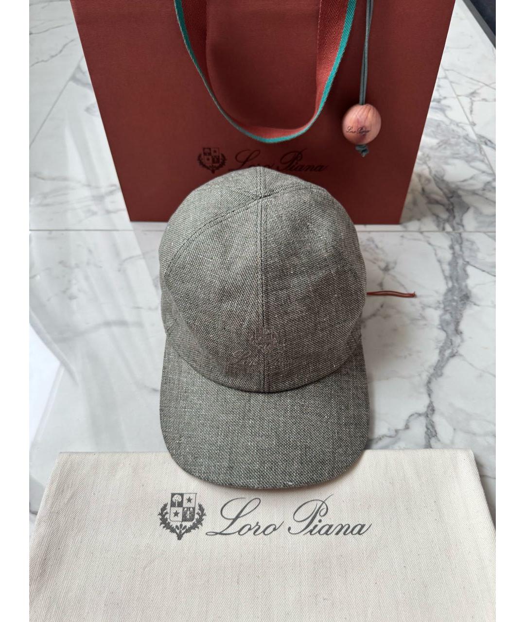 LORO PIANA Зеленая льняная кепка/бейсболка, фото 8