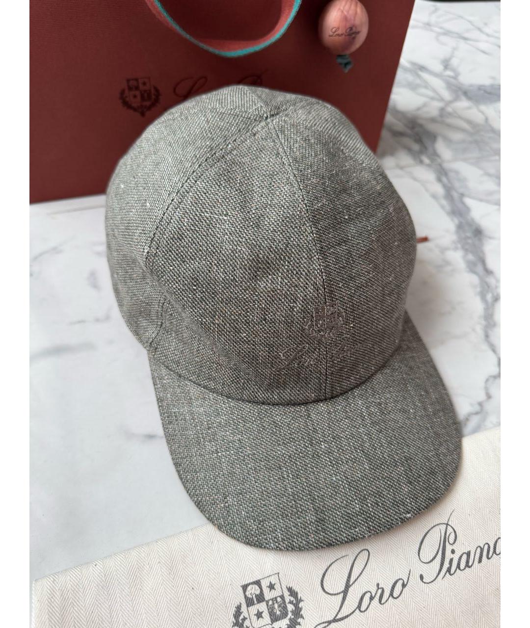 LORO PIANA Зеленая льняная кепка/бейсболка, фото 7