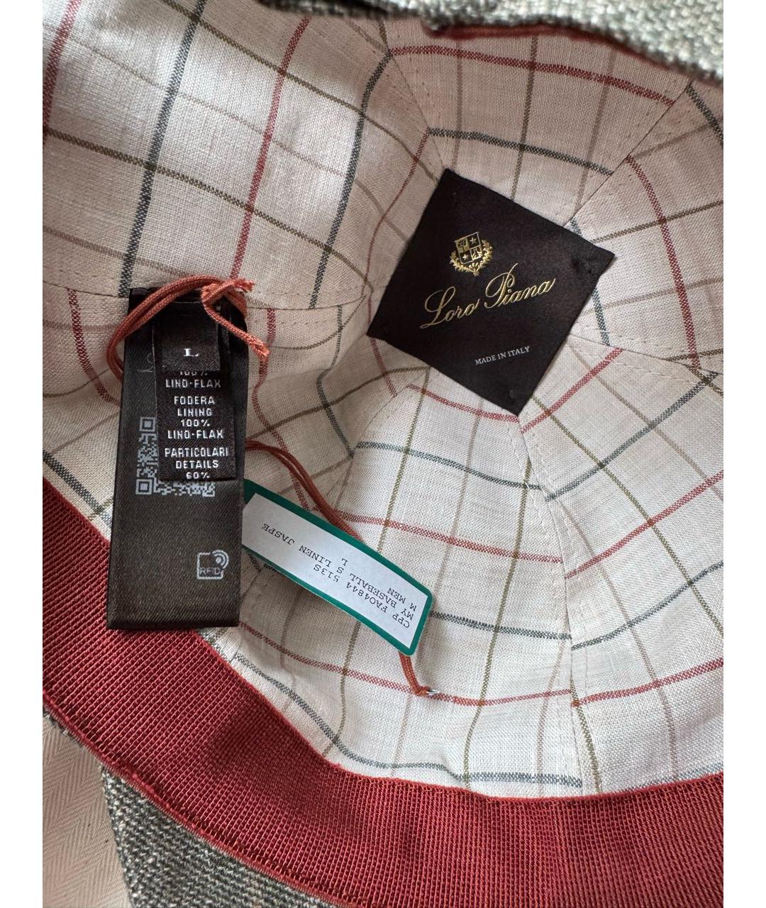 LORO PIANA Зеленая льняная кепка/бейсболка, фото 4