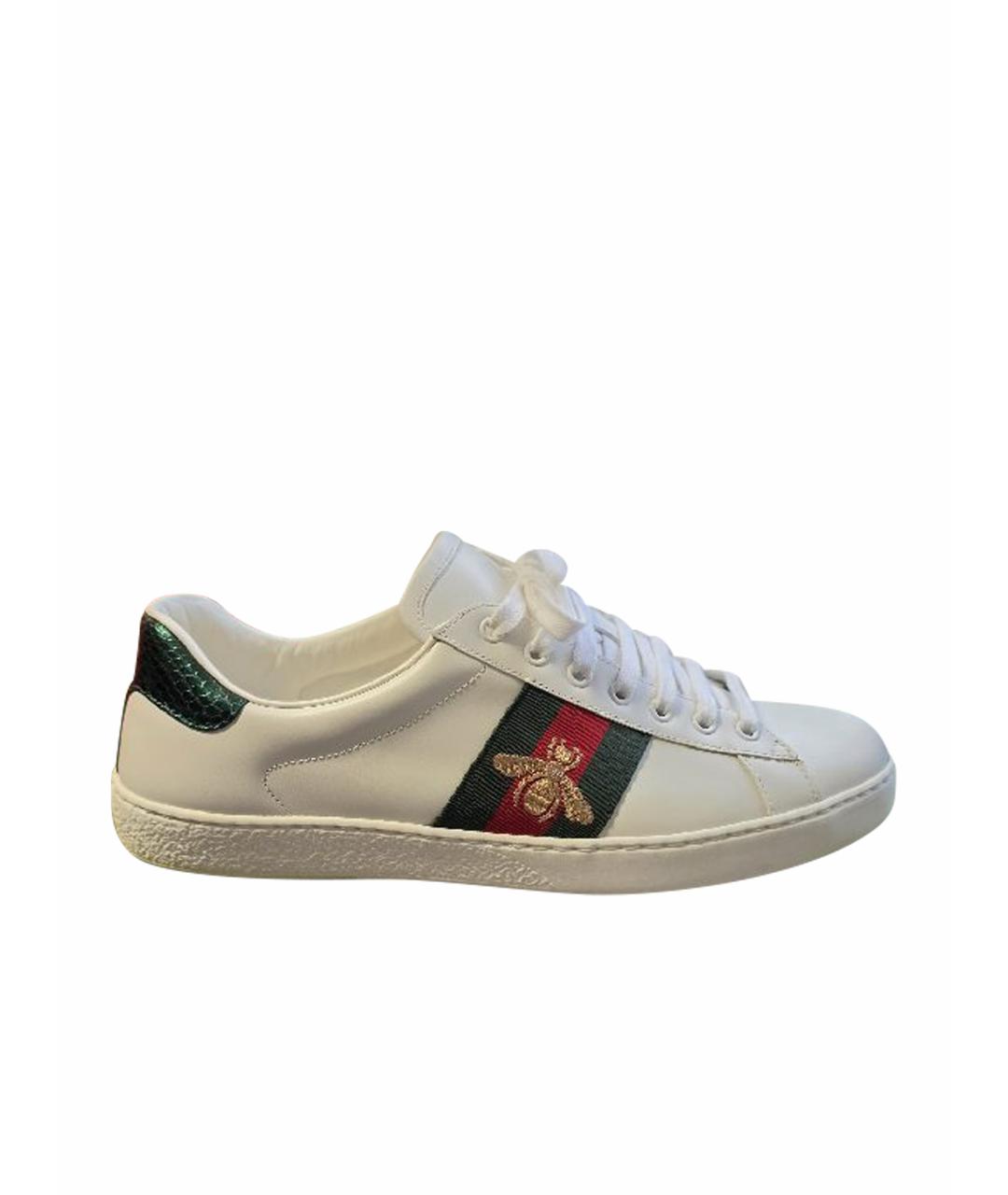 GUCCI Белые кожаные низкие кроссовки / кеды, фото 1