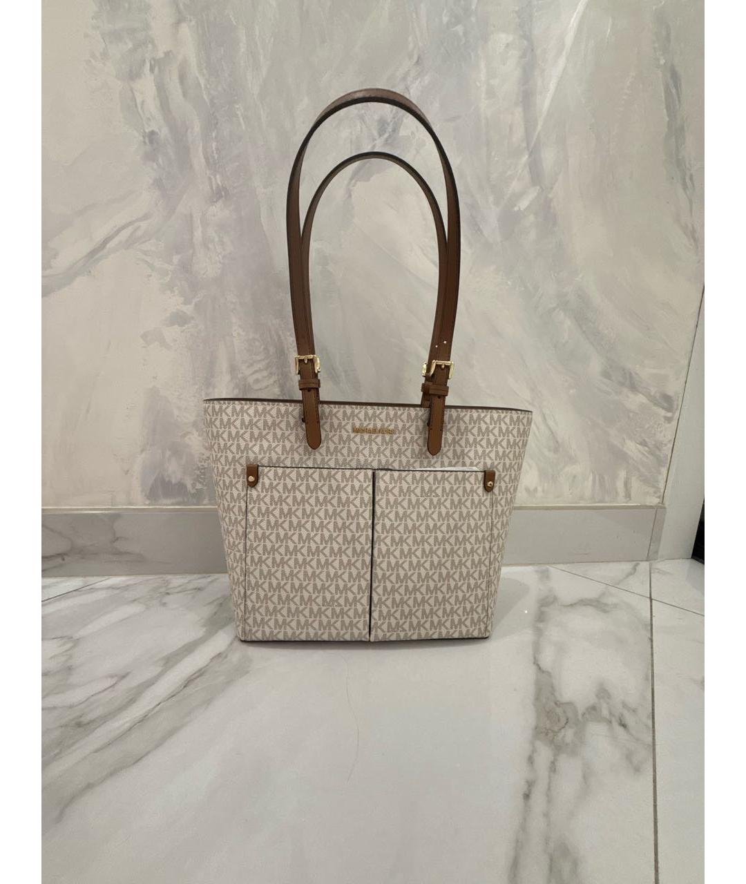 MICHAEL KORS Бежевая сумка через плечо из искусственной кожи, фото 6