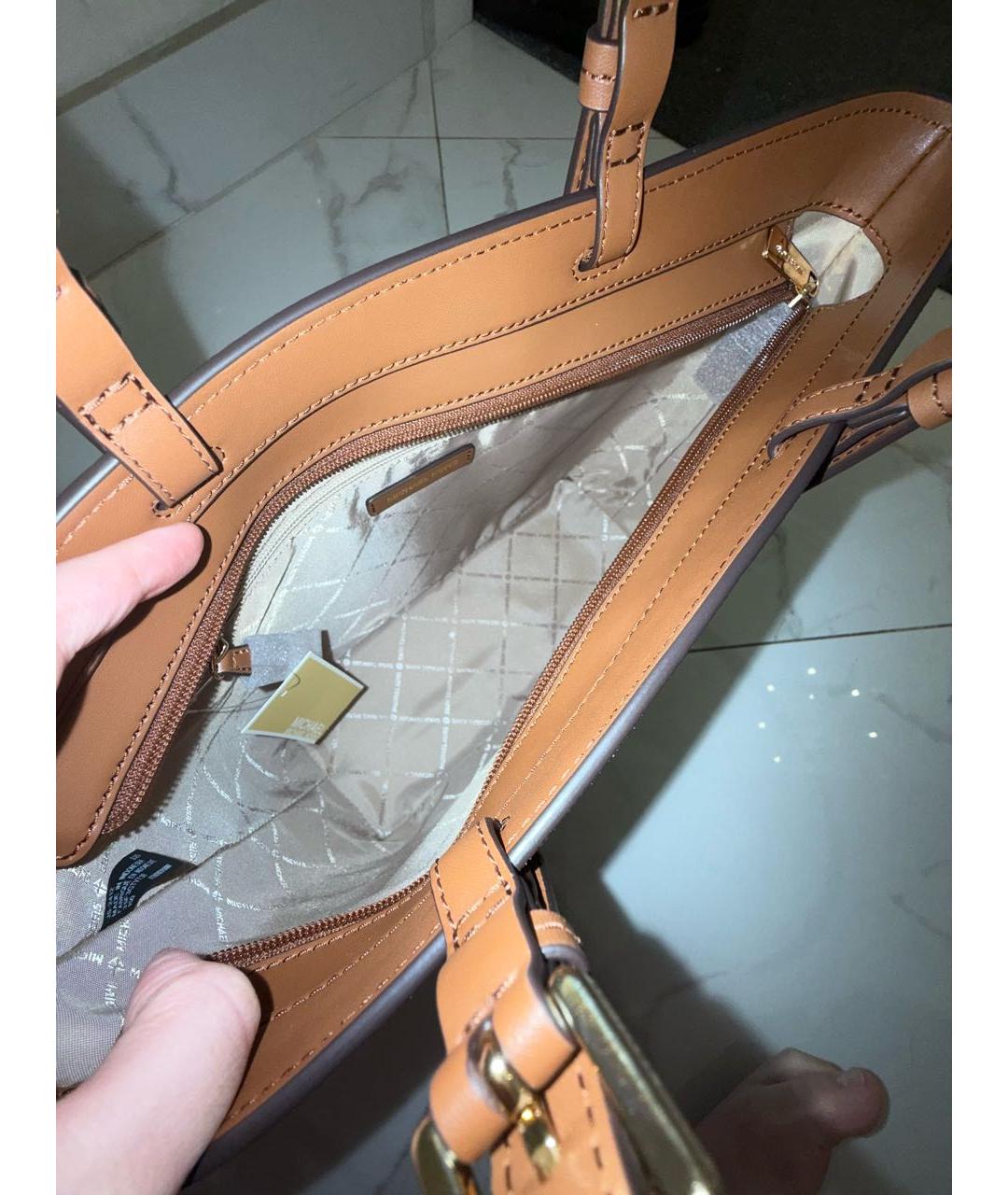 MICHAEL KORS Бежевая сумка через плечо из искусственной кожи, фото 4