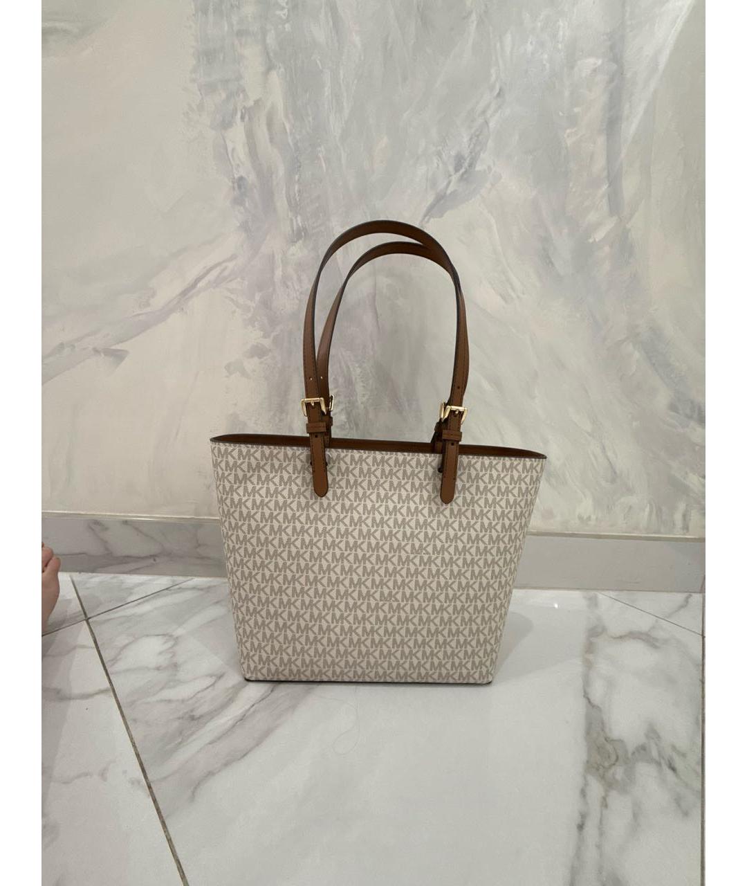 MICHAEL KORS Бежевая сумка через плечо из искусственной кожи, фото 3