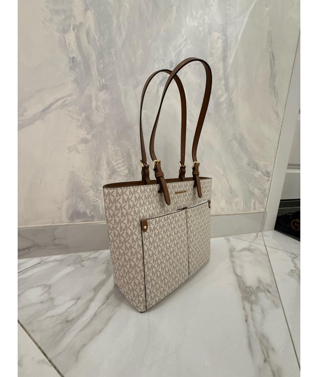 MICHAEL KORS Бежевая сумка через плечо из искусственной кожи, фото 2