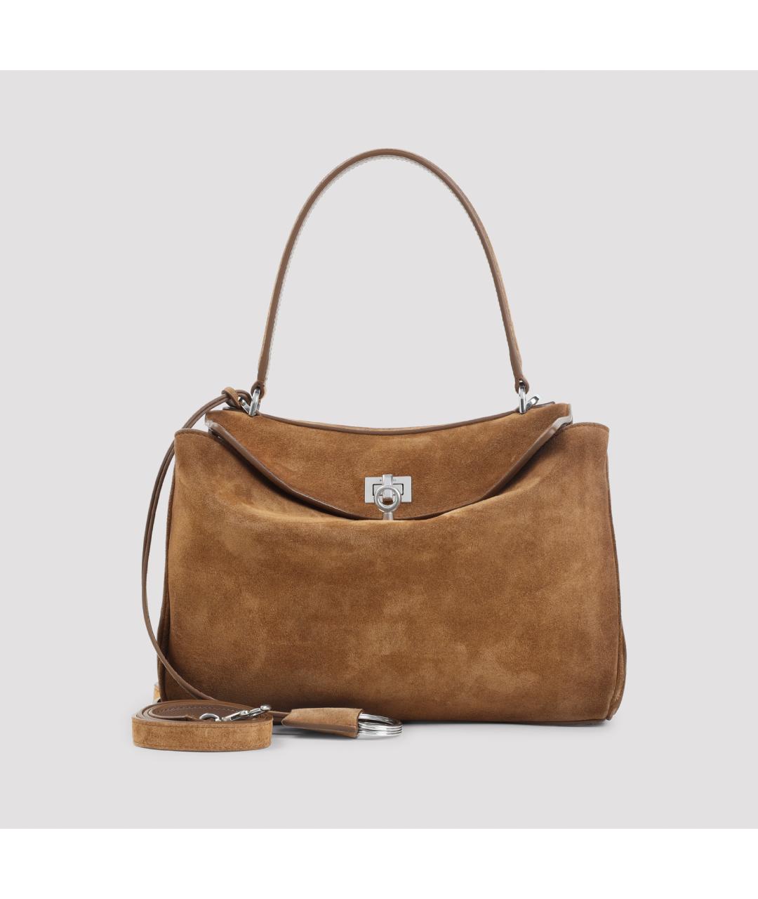 BALENCIAGA Бежевая замшевая сумка с короткими ручками, фото 2