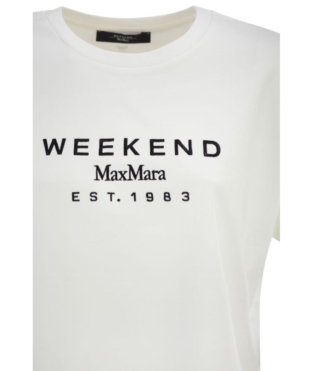 WEEKEND MAX MARA Белая хлопковая футболка, фото 4