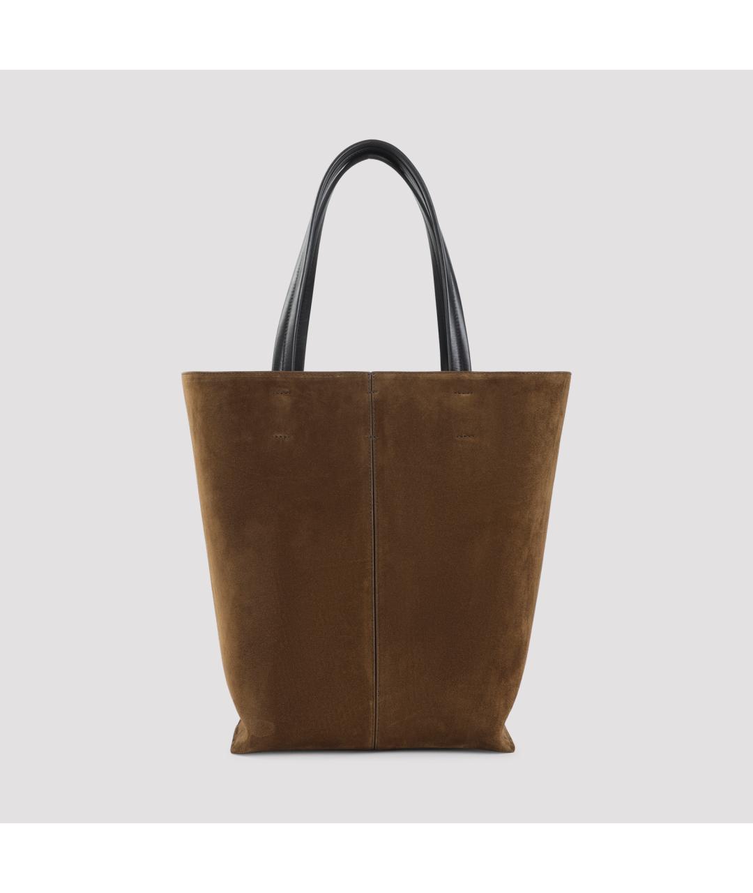 PHOEBE PHILO Коричневая замшевая сумка тоут, фото 3