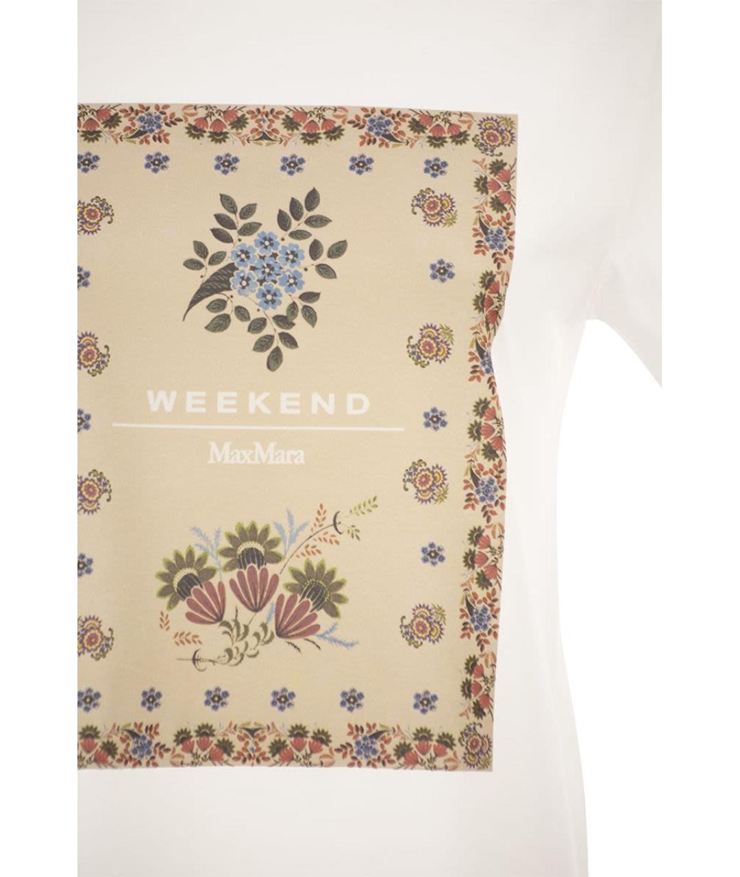 WEEKEND MAX MARA Белая хлопковая футболка, фото 4