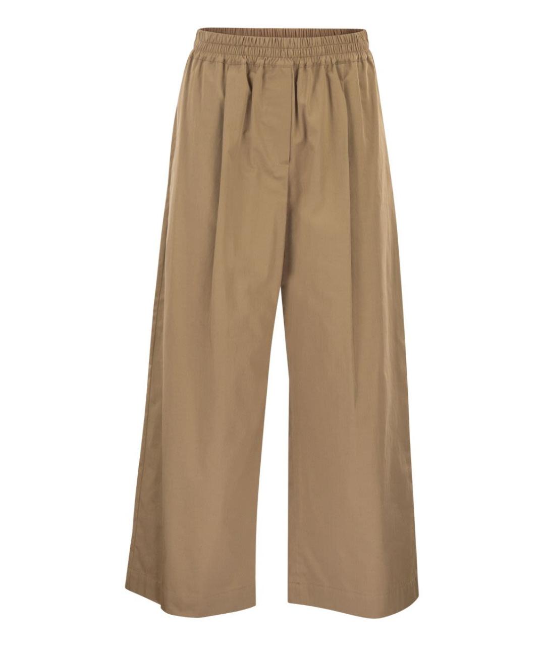 WEEKEND MAX MARA Бежевые хлопковые прямые брюки, фото 1