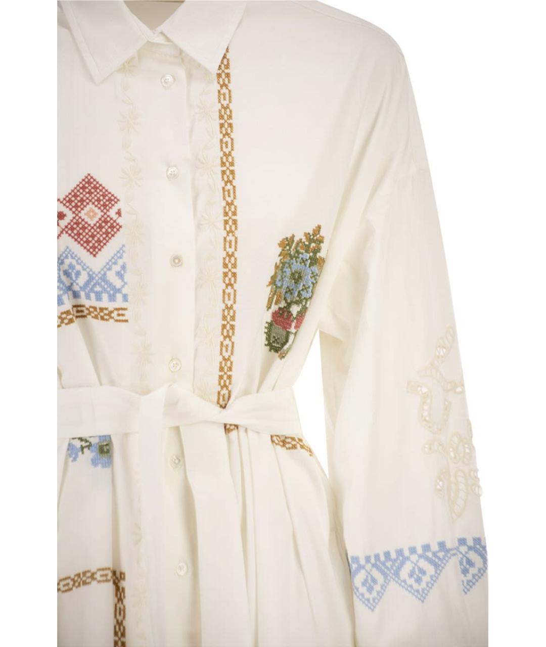 WEEKEND MAX MARA Белое хлопковое повседневное платье, фото 4