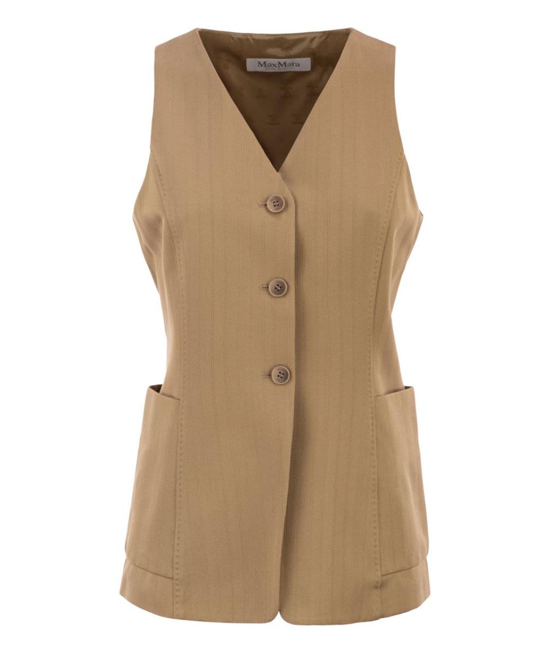 MAX MARA Бежевый хлопковый жилет, фото 1