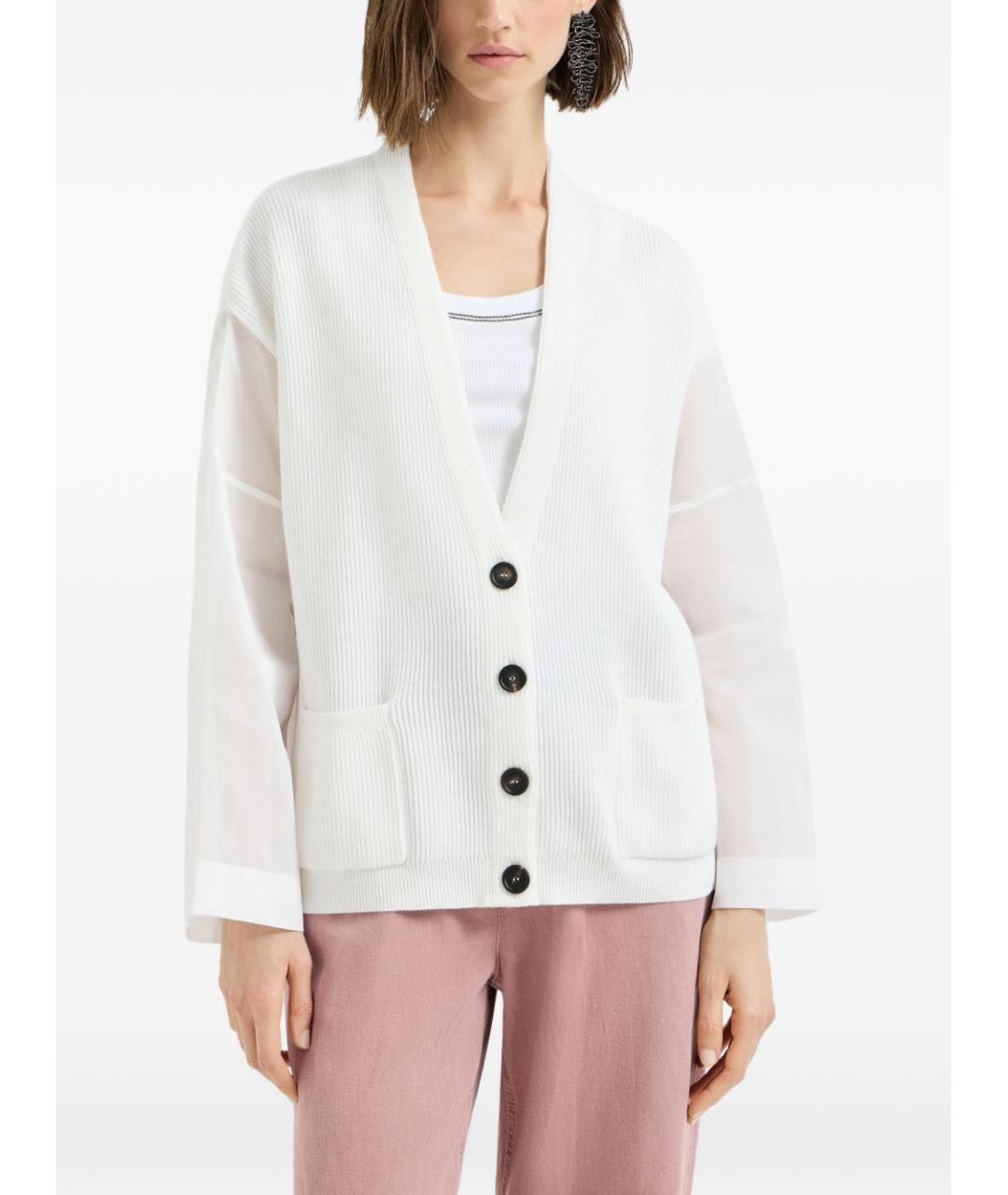 BRUNELLO CUCINELLI Белый хлопковый кардиган, фото 5