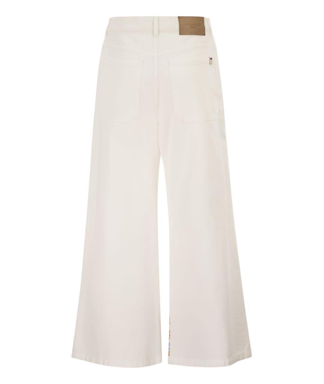 WEEKEND MAX MARA Белые хлопковые прямые брюки, фото 2