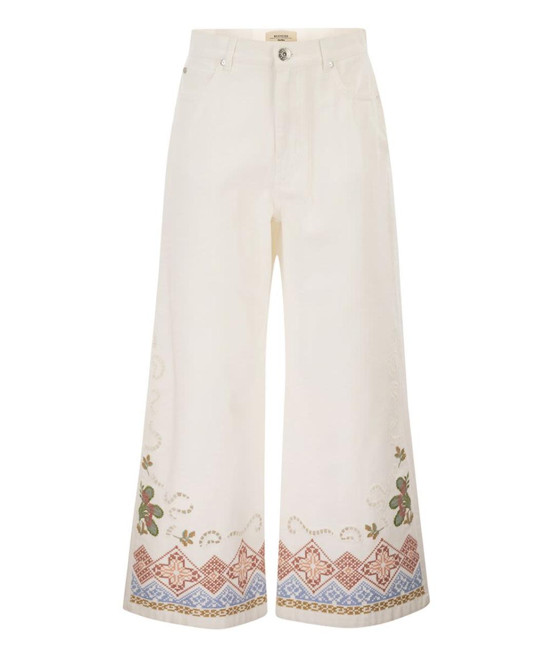 WEEKEND MAX MARA Белые хлопковые прямые брюки, фото 1