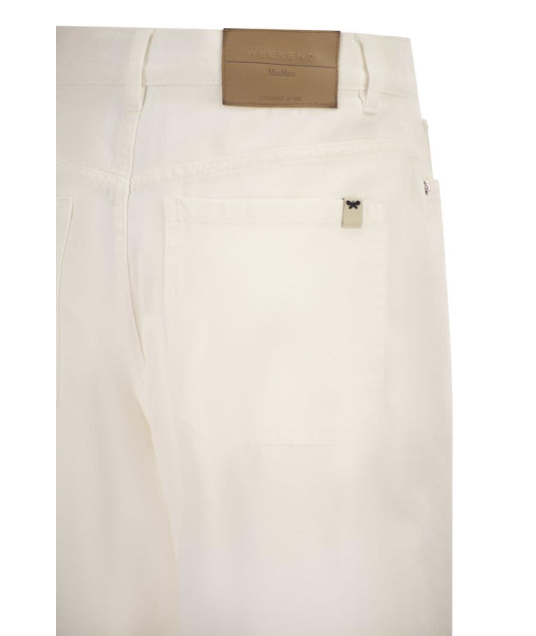 WEEKEND MAX MARA Белые хлопковые прямые брюки, фото 4