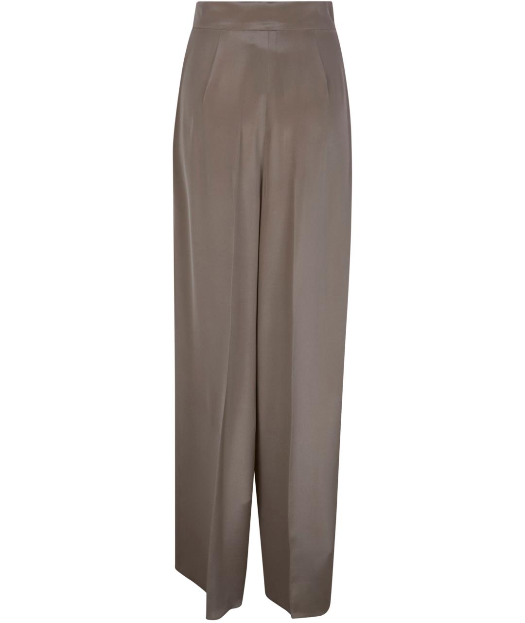 MAX MARA Бежевые шелковые прямые брюки, фото 2