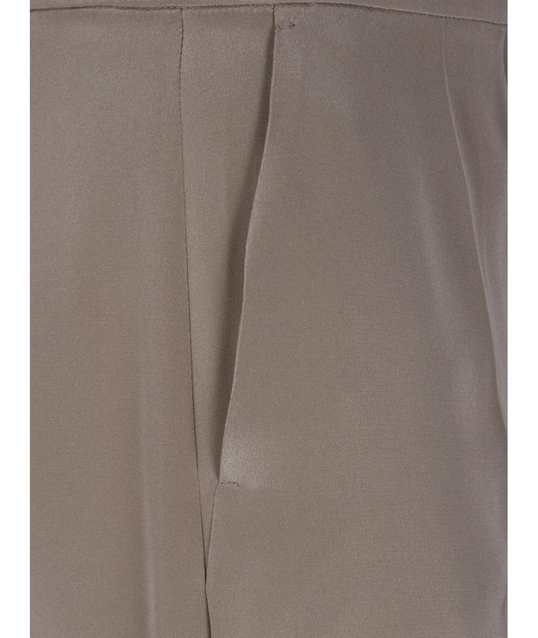 MAX MARA Бежевые шелковые прямые брюки, фото 3