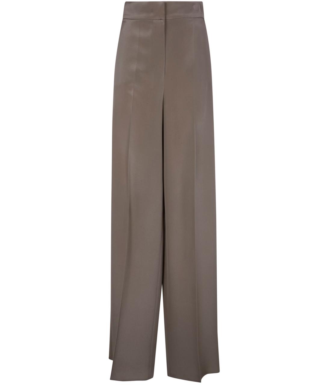 MAX MARA Бежевые шелковые прямые брюки, фото 1