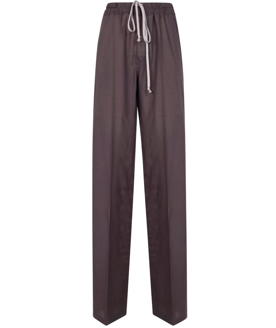 RICK OWENS Серые шерстяные прямые брюки, фото 1