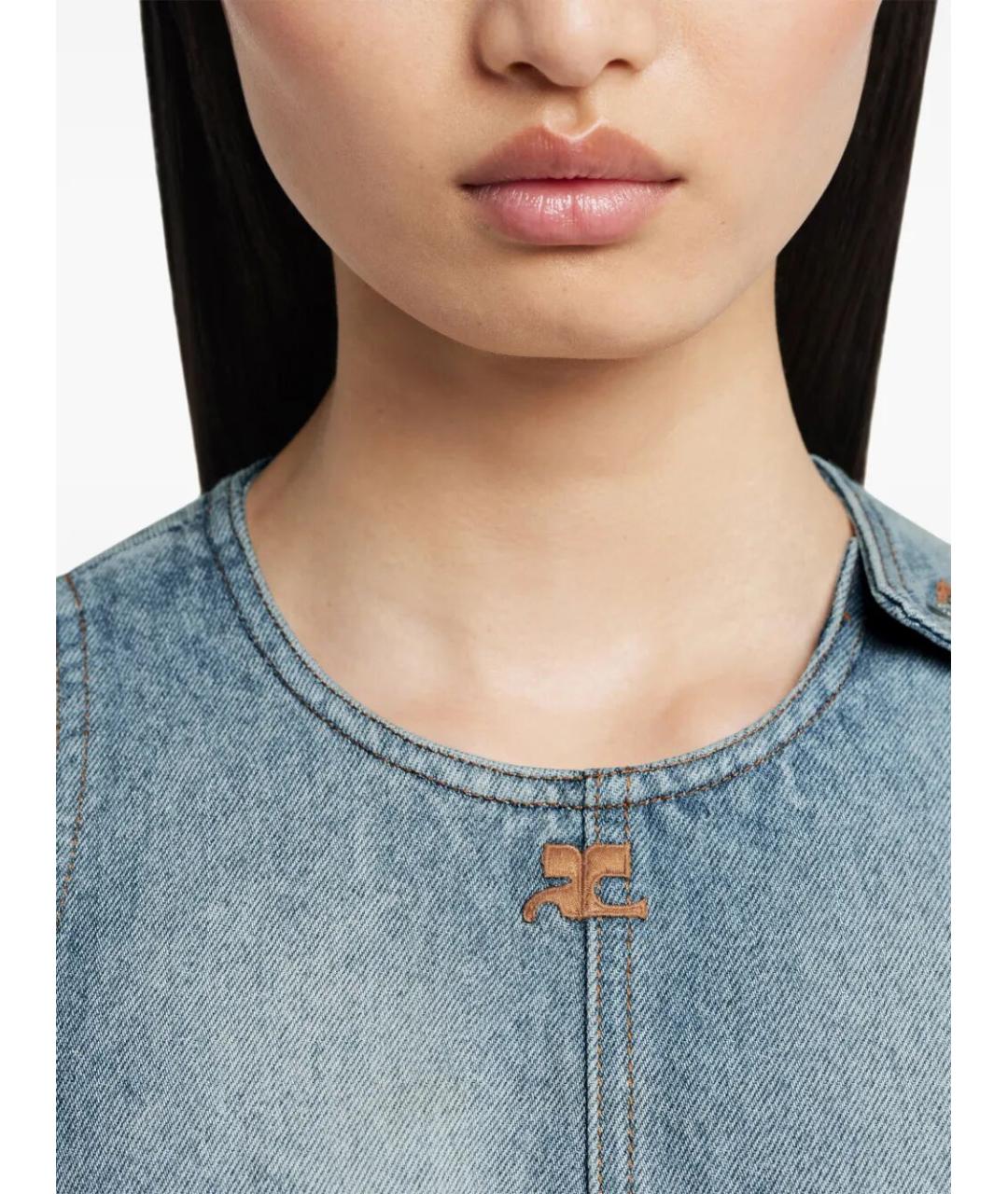 COURREGES Синее хлопковое повседневное платье, фото 4