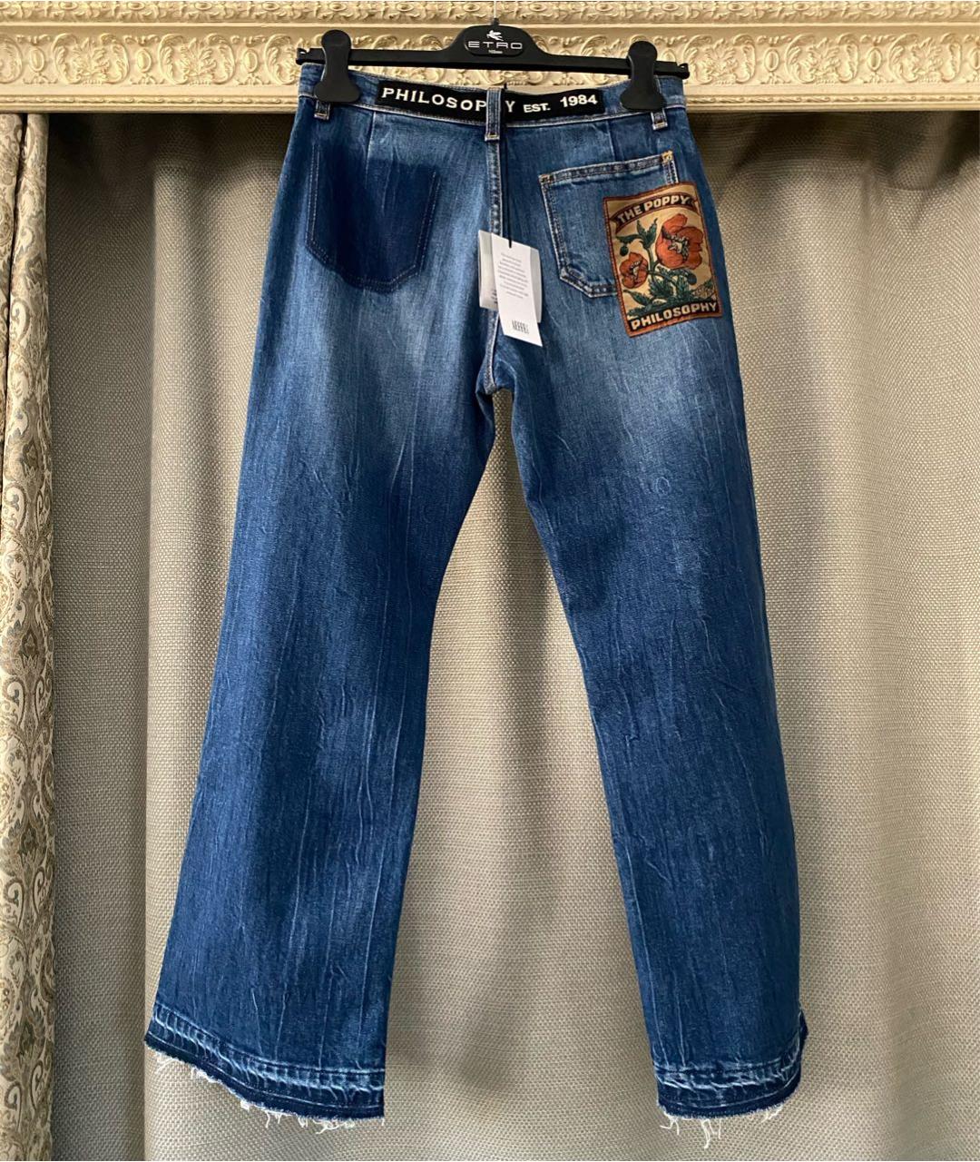 PHILOSOPHY DI LORENZO SERAFINI Синие хлопко-эластановые джинсы клеш, фото 8