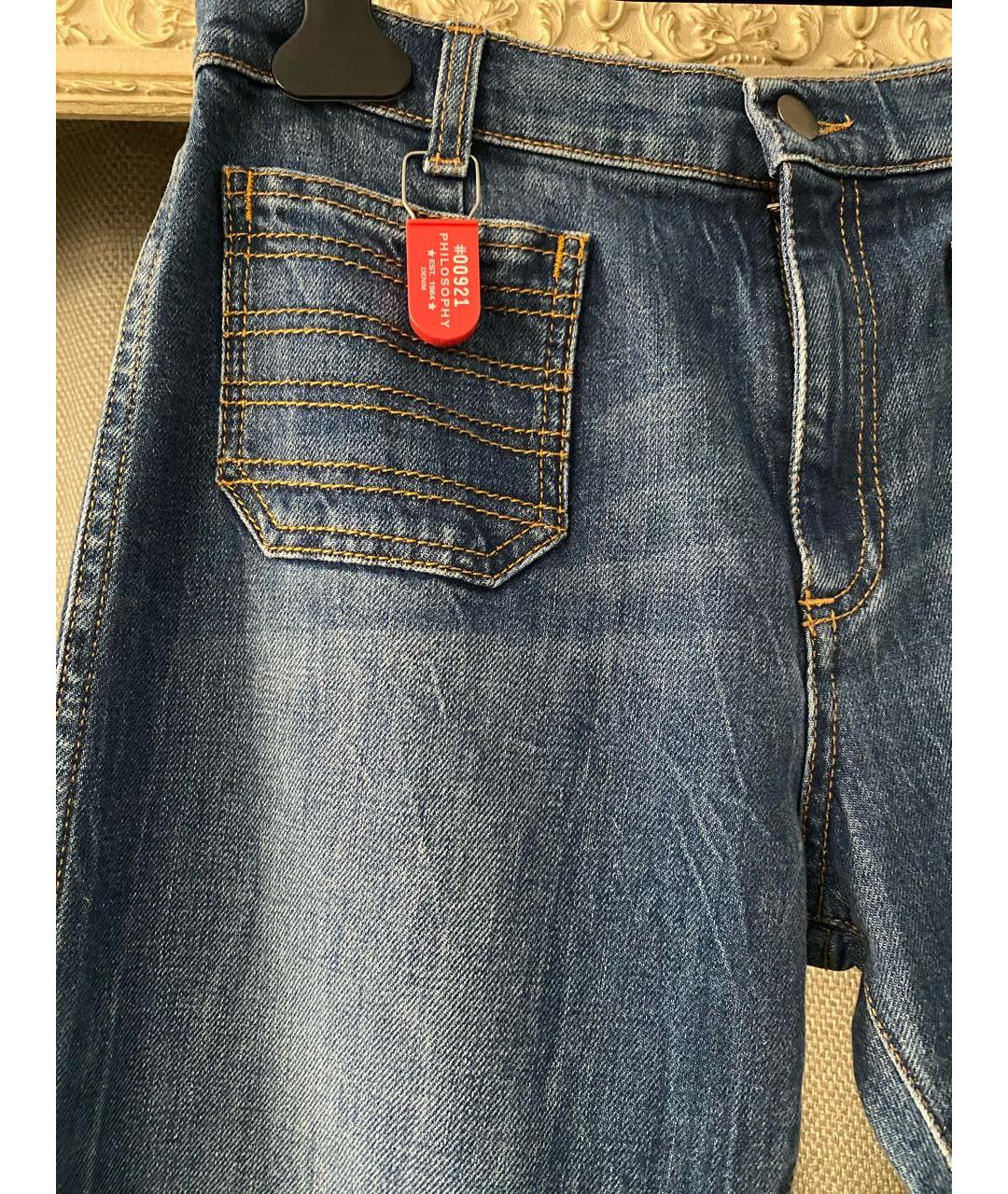 PHILOSOPHY DI LORENZO SERAFINI Синие хлопко-эластановые джинсы клеш, фото 7