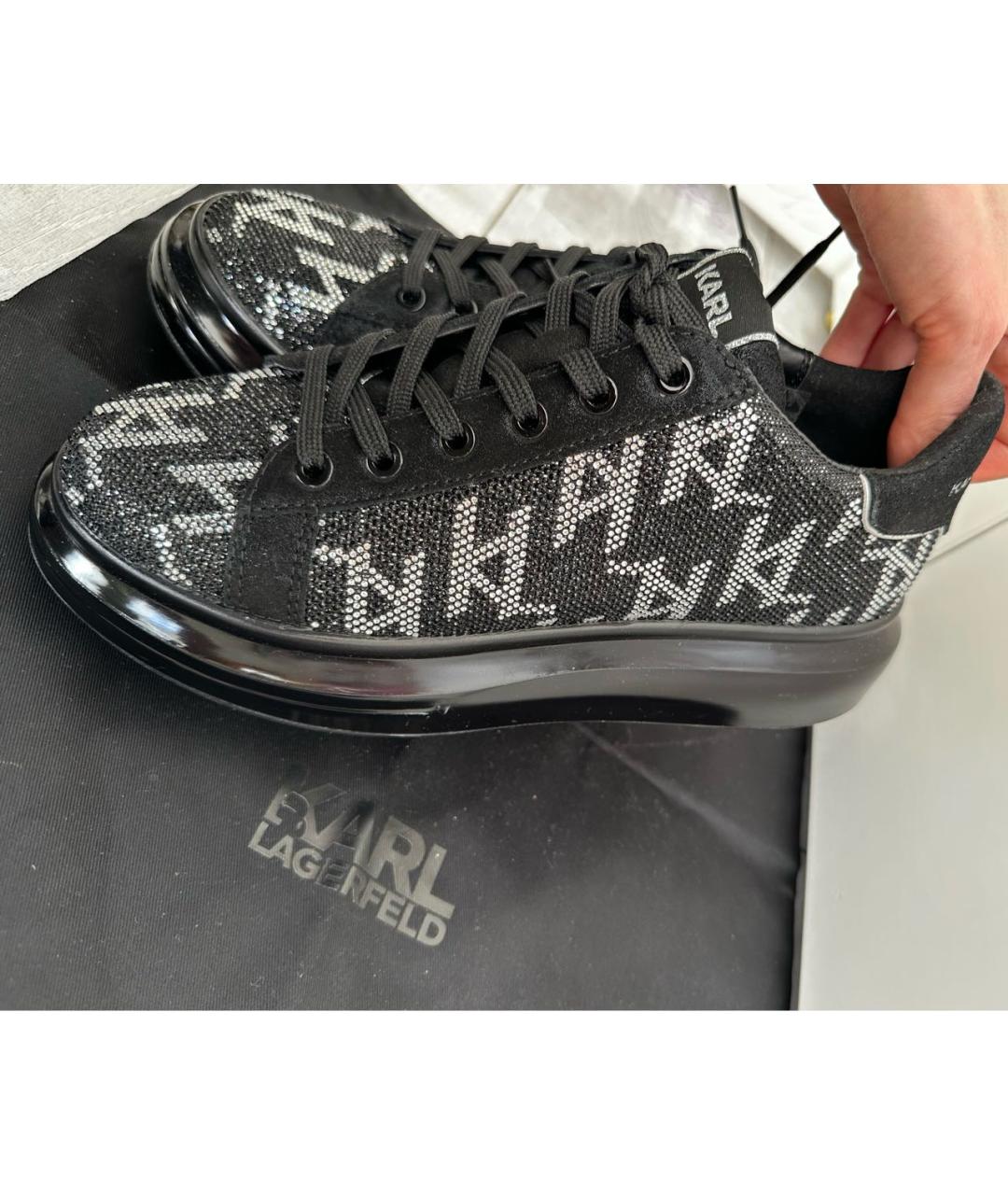 KARL LAGERFELD Черные кожаные кеды, фото 3