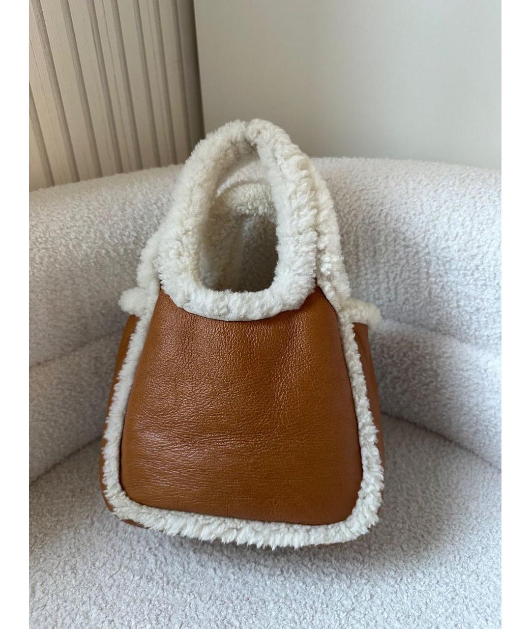 PRADA Коричневая кожаная сумка с короткими ручками, фото 3