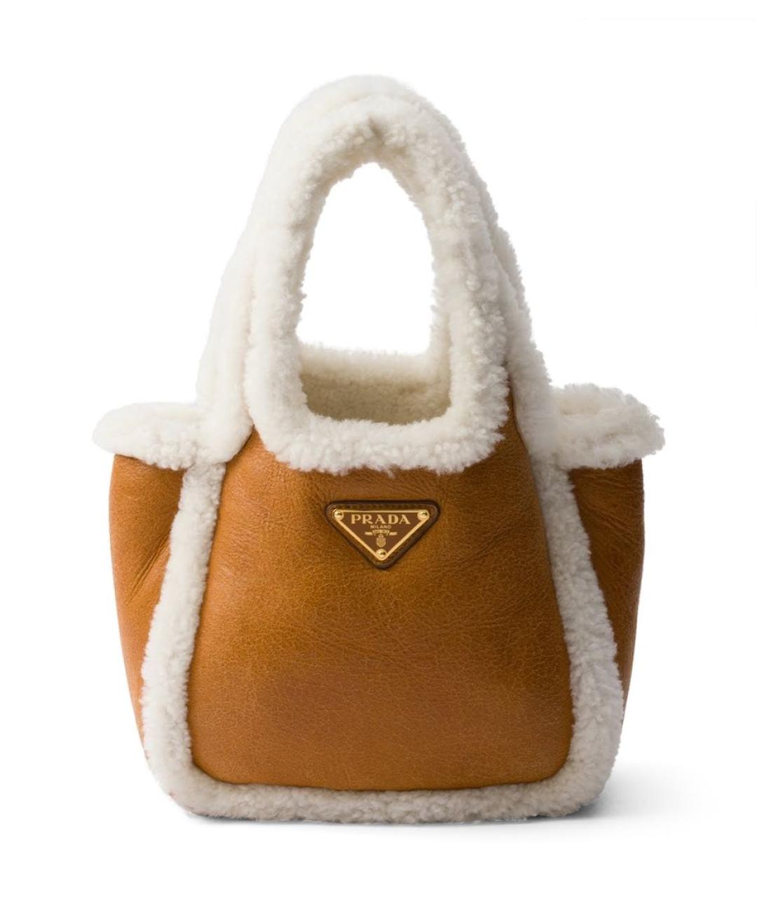 PRADA Коричневая кожаная сумка с короткими ручками, фото 8