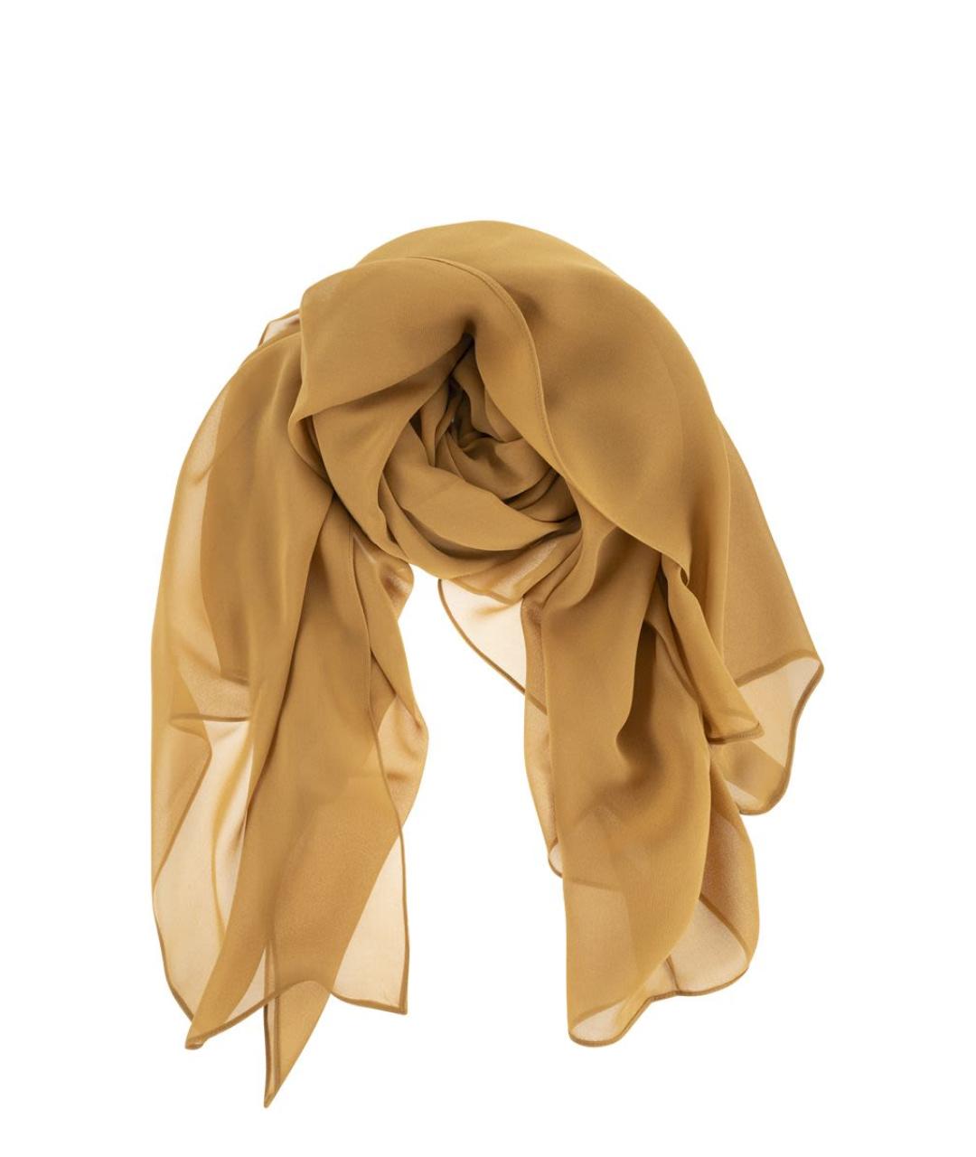 MAX MARA Бежевый шелковый шарф, фото 1