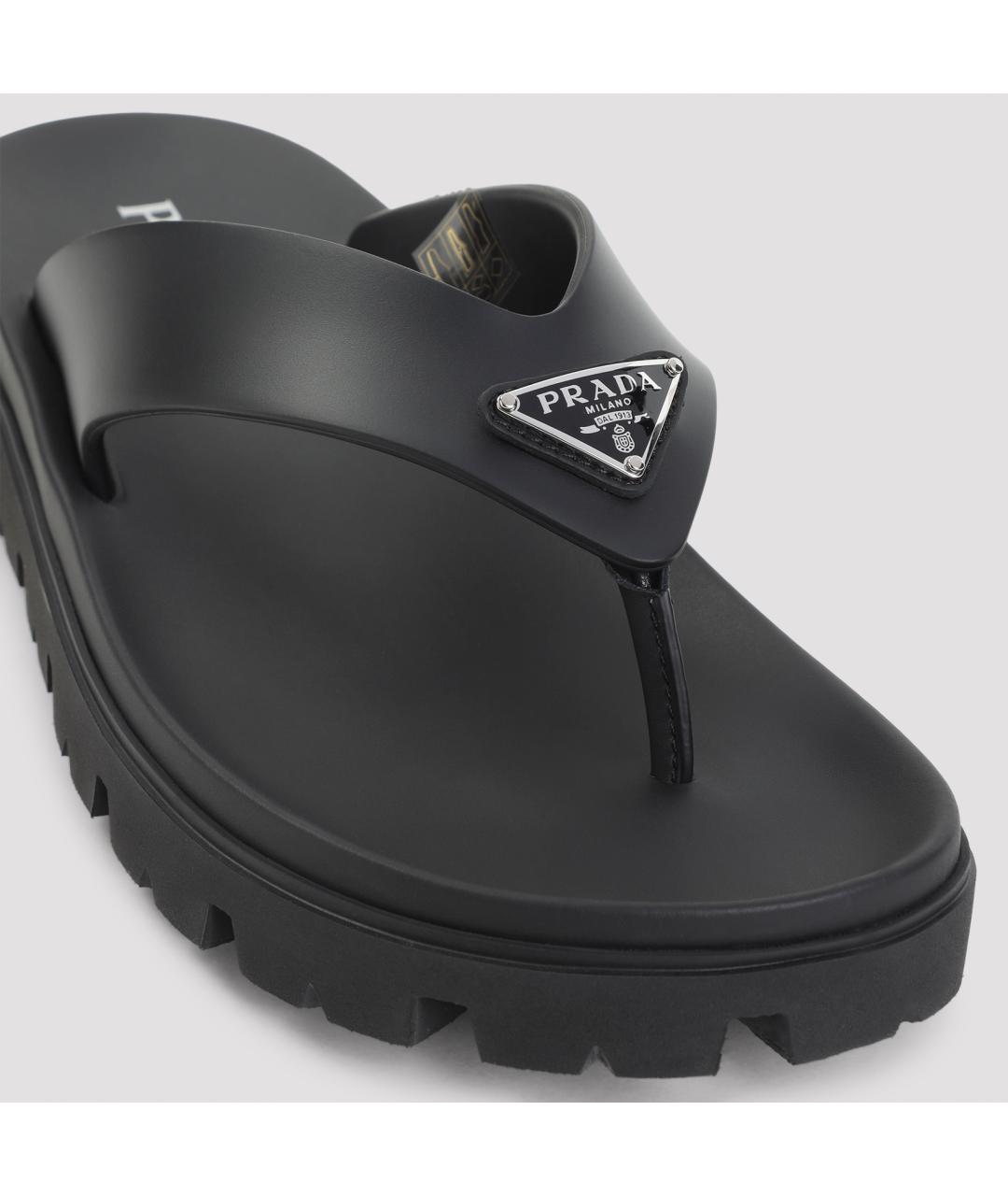 PRADA Черные синтетические сандалии, фото 4