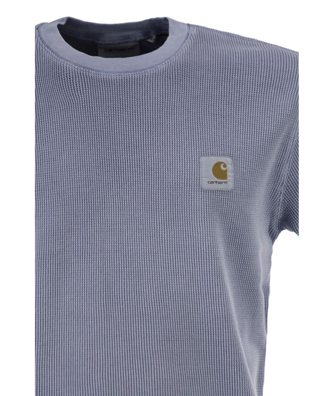 CARHARTT WIP Голубая хлопковая футболка, фото 4