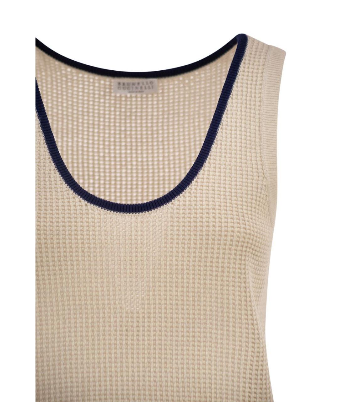 BRUNELLO CUCINELLI Белая хлопковая майка, фото 4