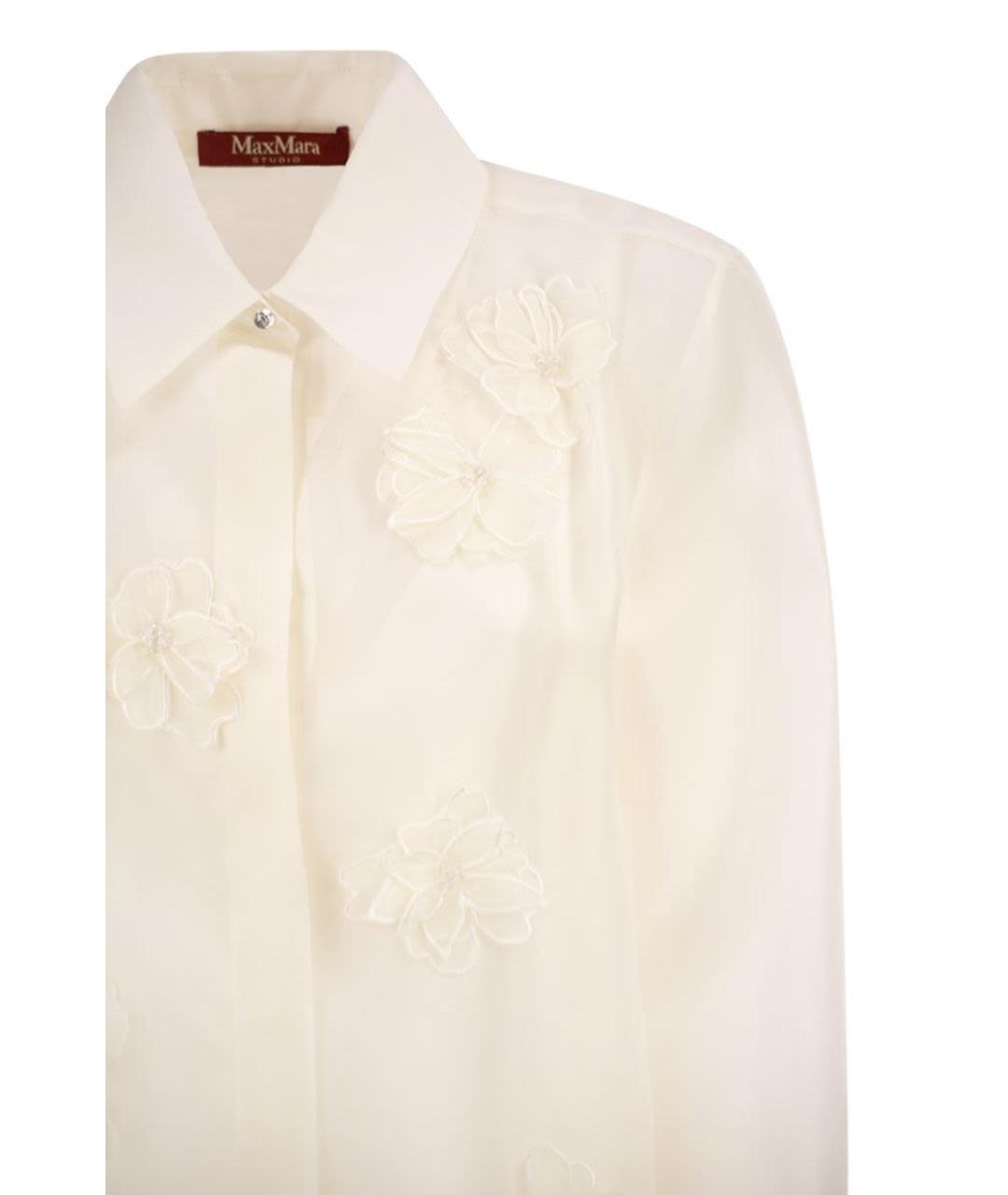 MAX MARA Белая шелковая рубашка, фото 4