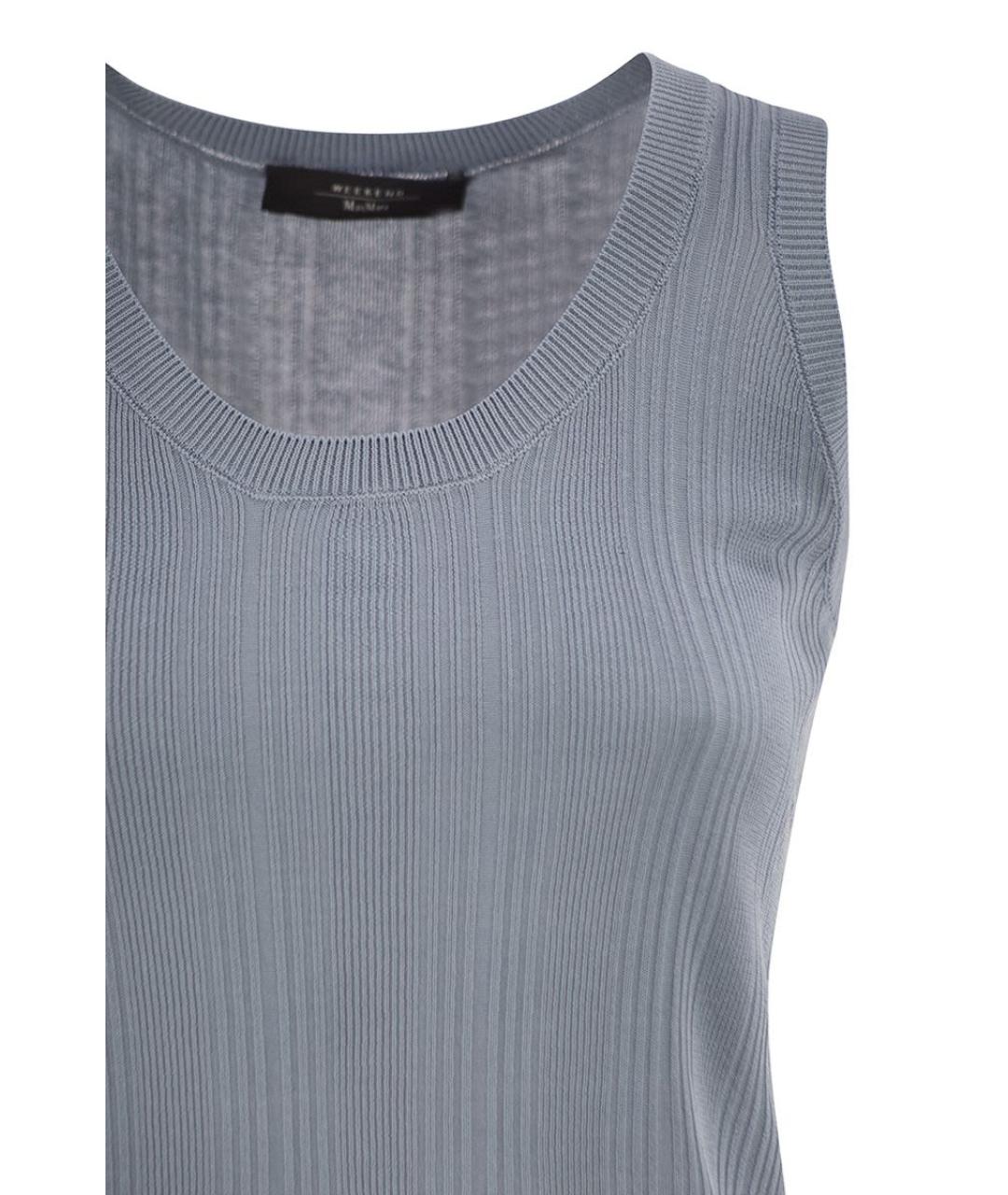 WEEKEND MAX MARA Голубая вискозная майка, фото 4