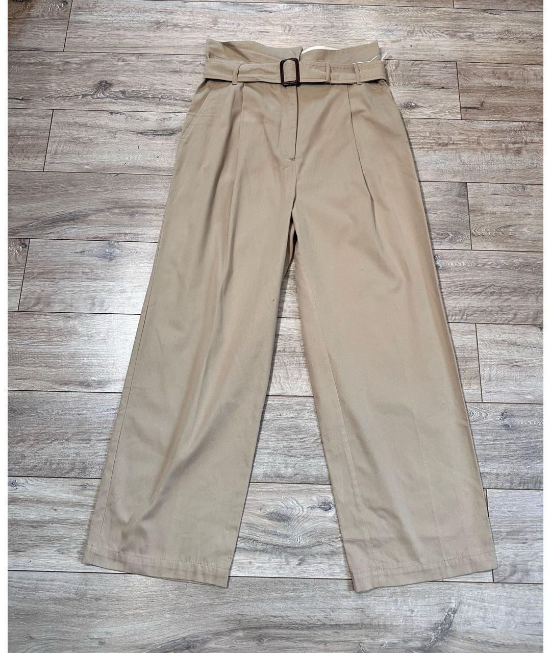 MAX MARA Бежевые хлопковые брюки широкие, фото 9