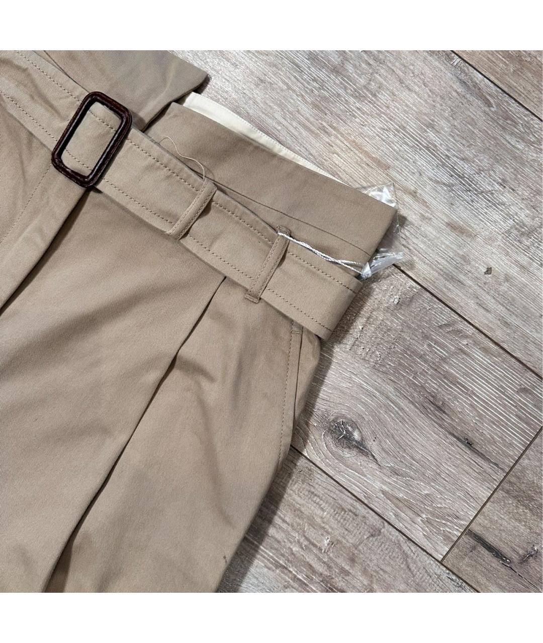 MAX MARA Бежевые хлопковые брюки широкие, фото 4