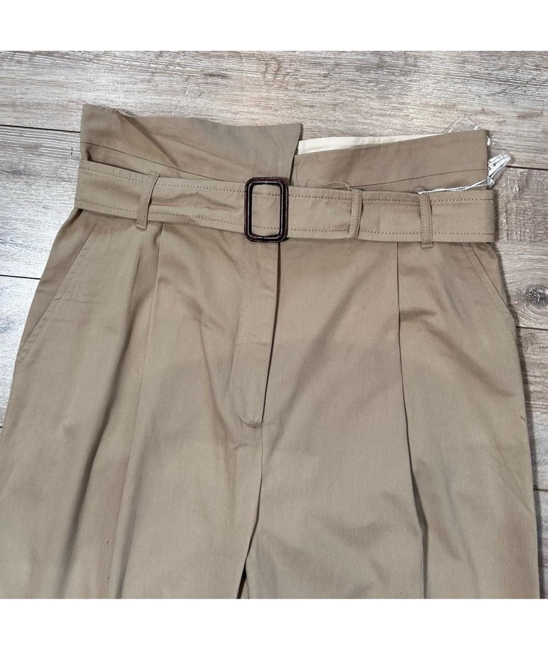 MAX MARA Бежевые хлопковые брюки широкие, фото 3