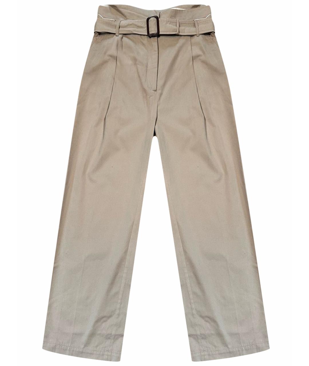 MAX MARA Бежевые хлопковые брюки широкие, фото 1