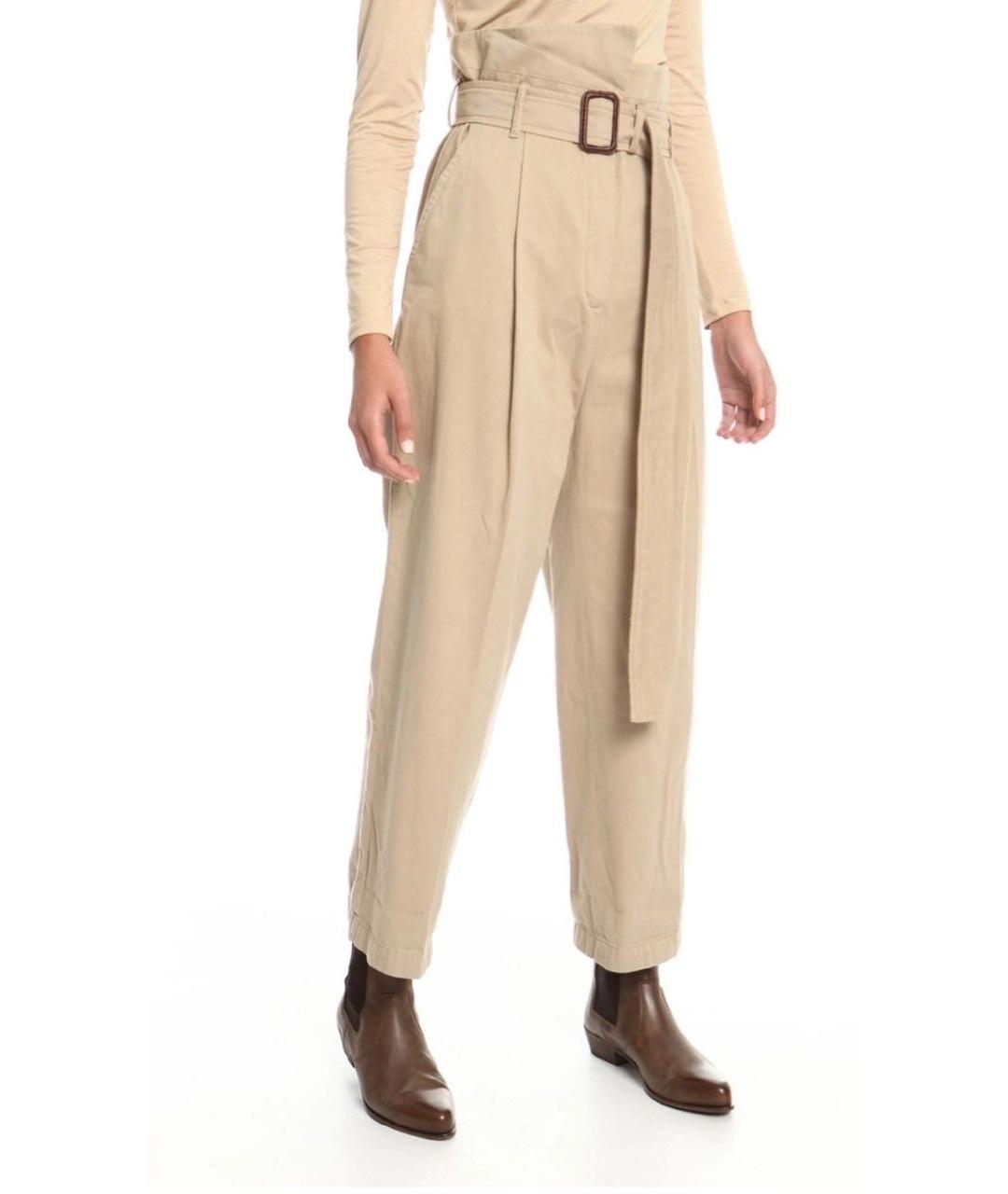 MAX MARA Бежевые хлопковые брюки широкие, фото 5