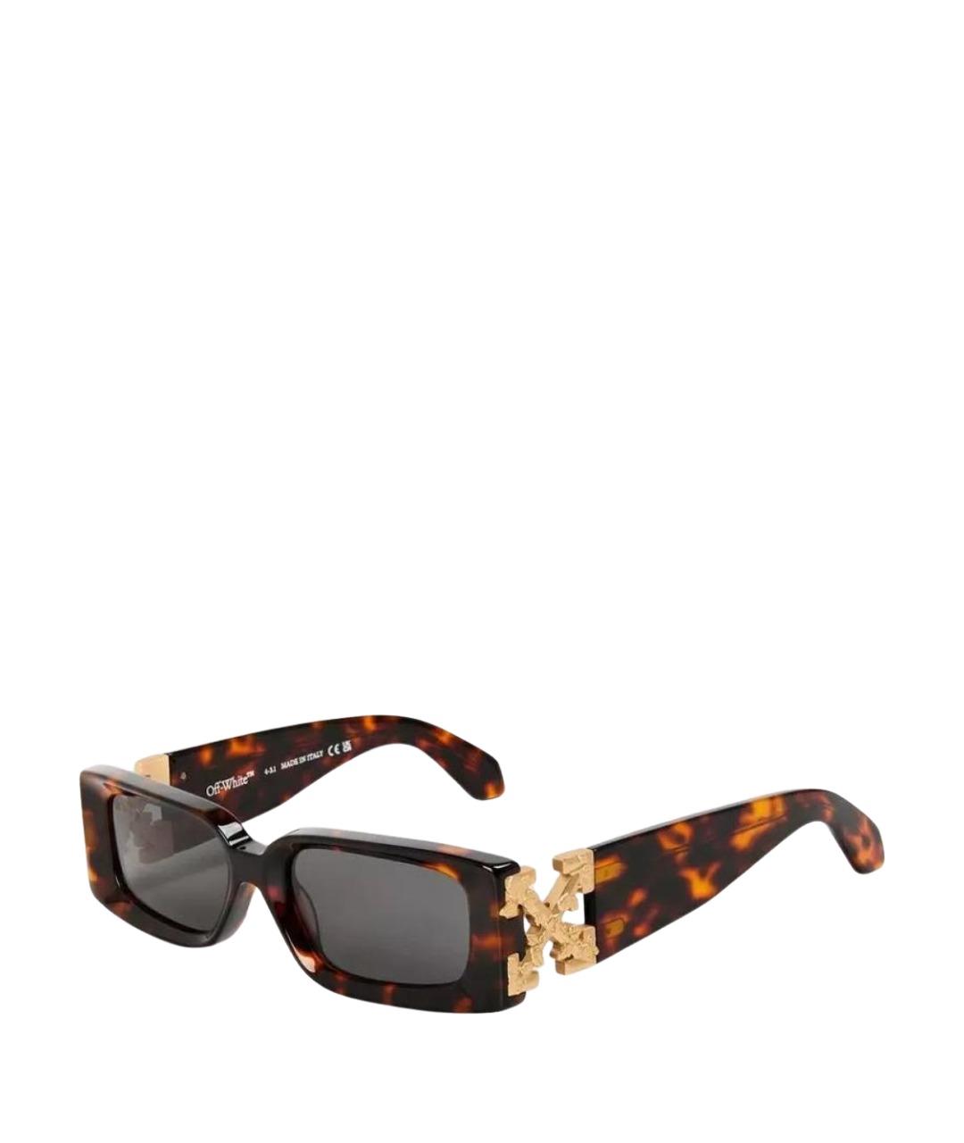 OFF-WHITE Коричневые пластиковые солнцезащитные очки, фото 1