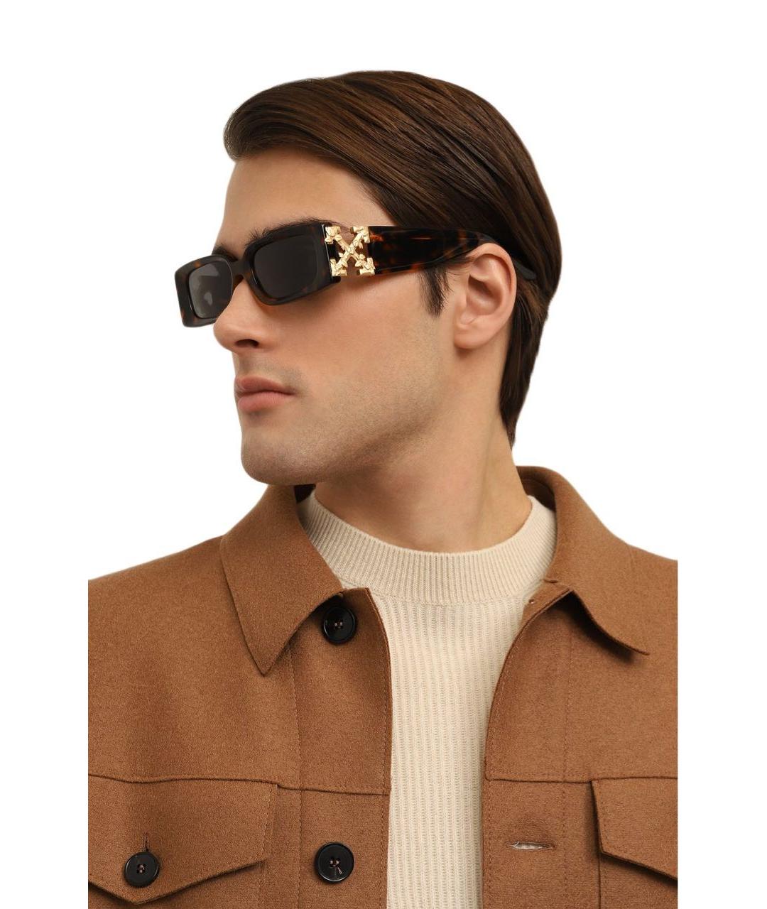 OFF-WHITE Коричневые пластиковые солнцезащитные очки, фото 2