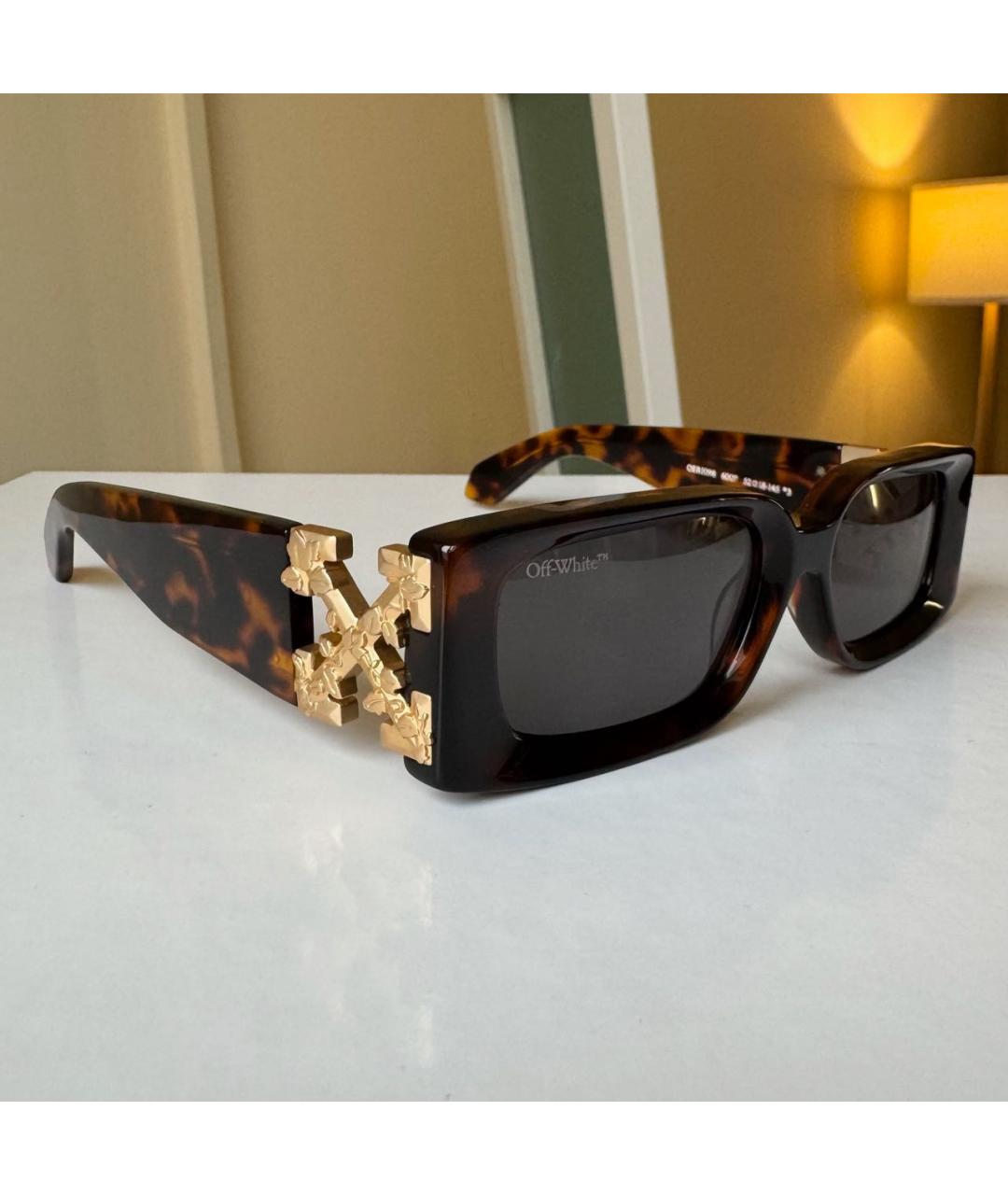 OFF-WHITE Коричневые пластиковые солнцезащитные очки, фото 3