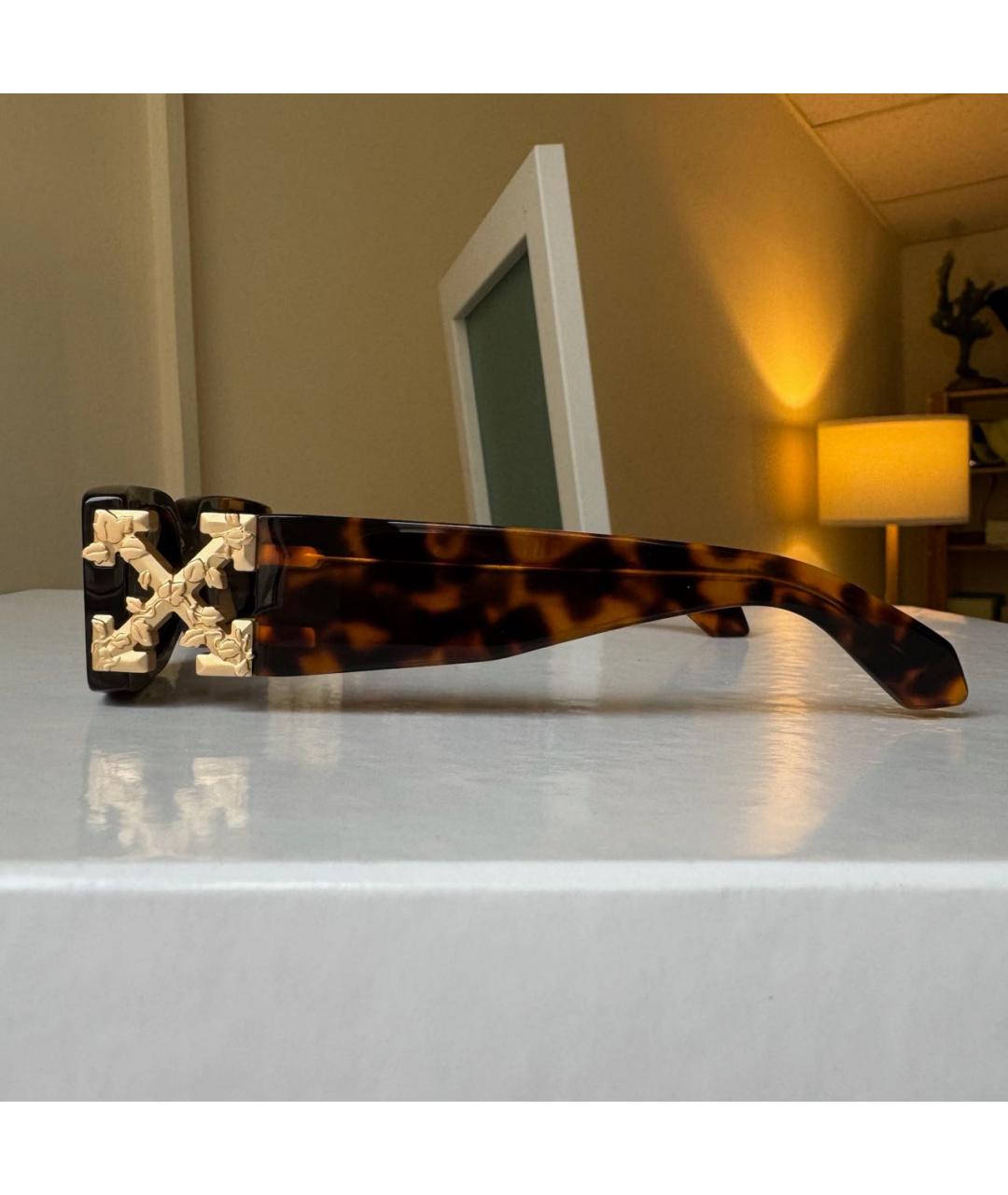 OFF-WHITE Коричневые пластиковые солнцезащитные очки, фото 6