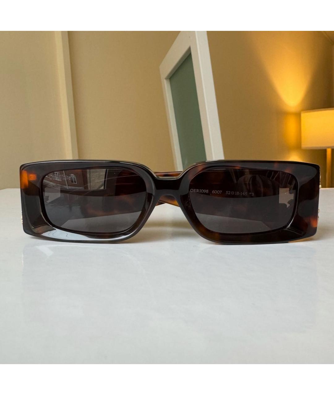 OFF-WHITE Коричневые пластиковые солнцезащитные очки, фото 4