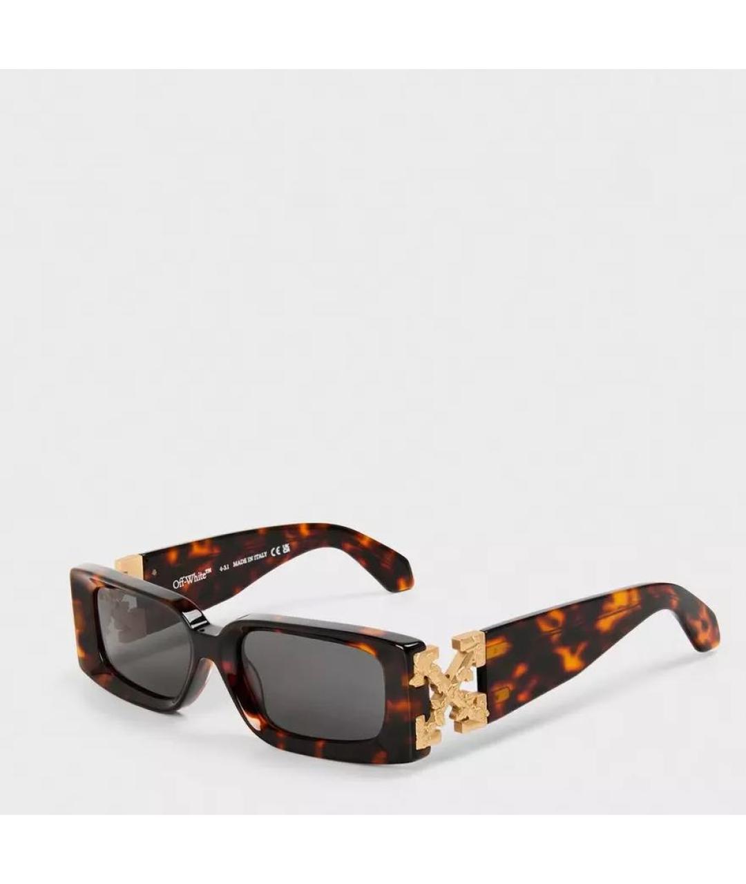 OFF-WHITE Коричневые пластиковые солнцезащитные очки, фото 9