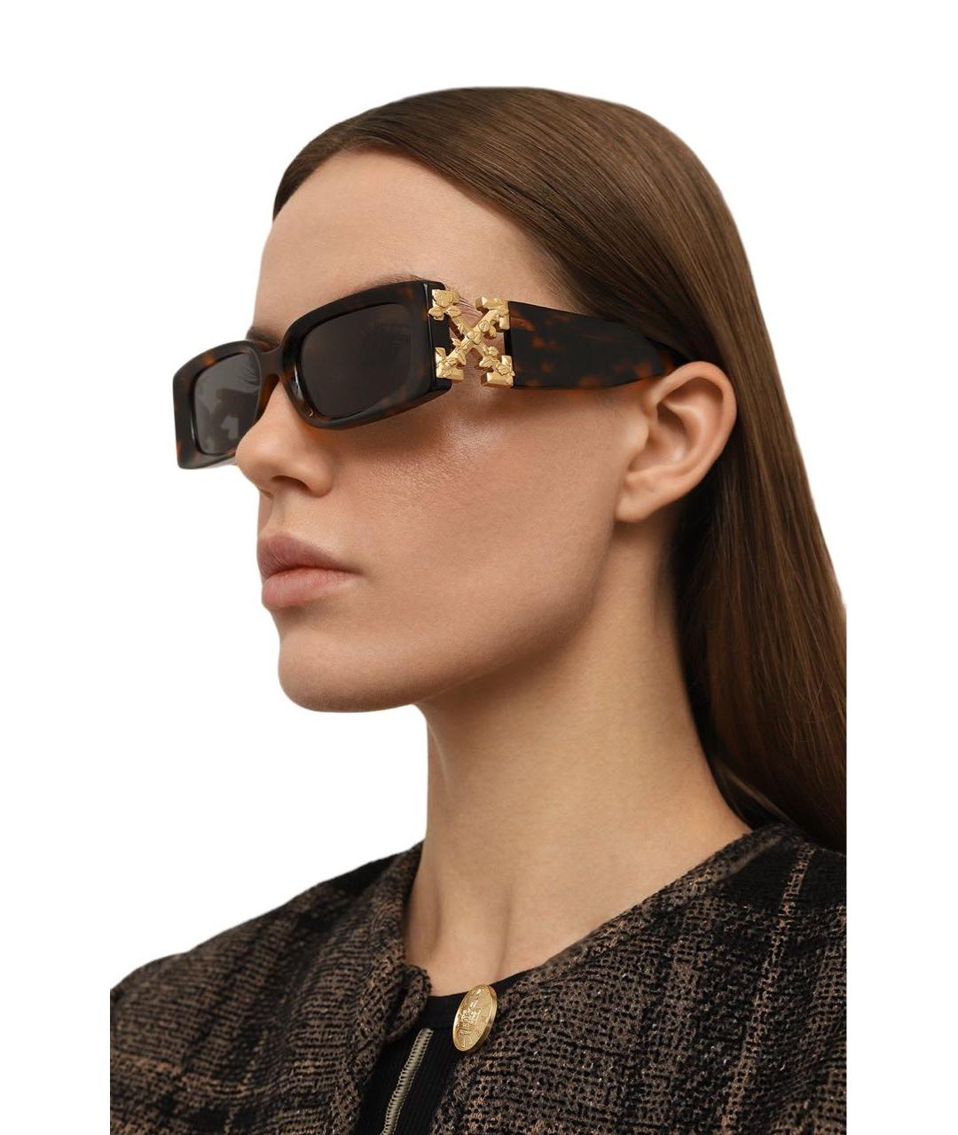 OFF-WHITE Коричневые пластиковые солнцезащитные очки, фото 2