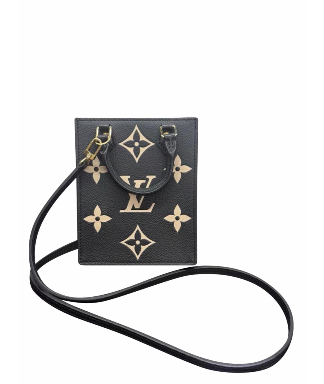 LOUIS VUITTON Черная кожаная сумка с короткими ручками, фото 1