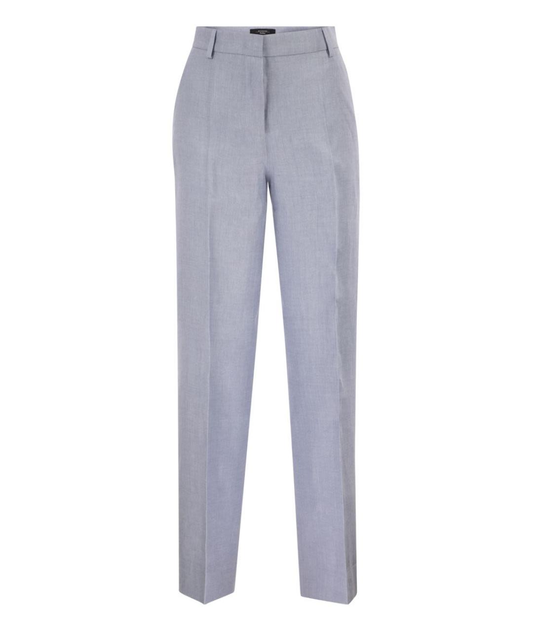 WEEKEND MAX MARA Голубые льняные прямые брюки, фото 1